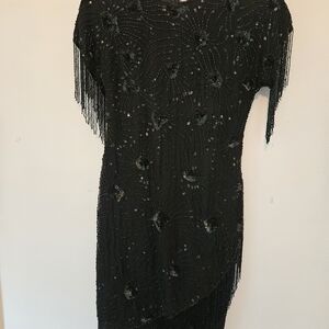 Stenay Black Asymmetrical Beaded Dress